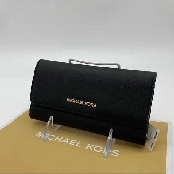 Michael Kors Large Trifold Wallet Black - Picture 3 of 8
